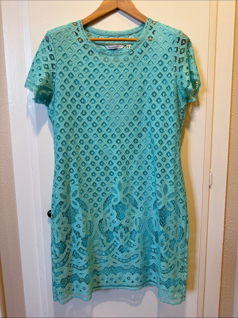 Isaac Mizrahi Turquoise Lace A-Line Dress